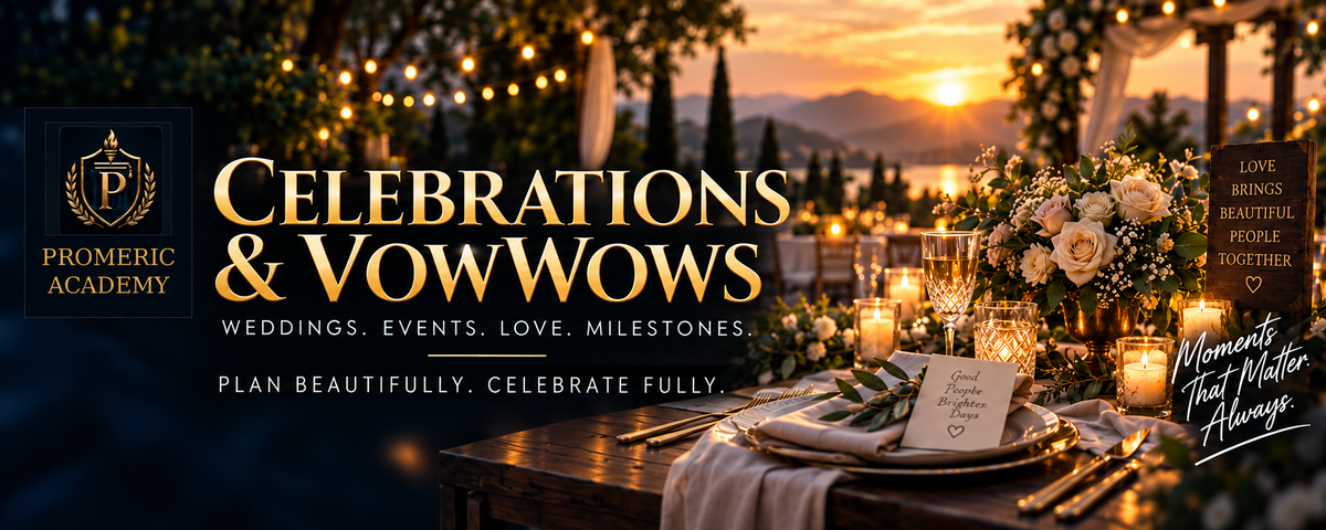 Promeric Celebrations and VowWows final collection banner