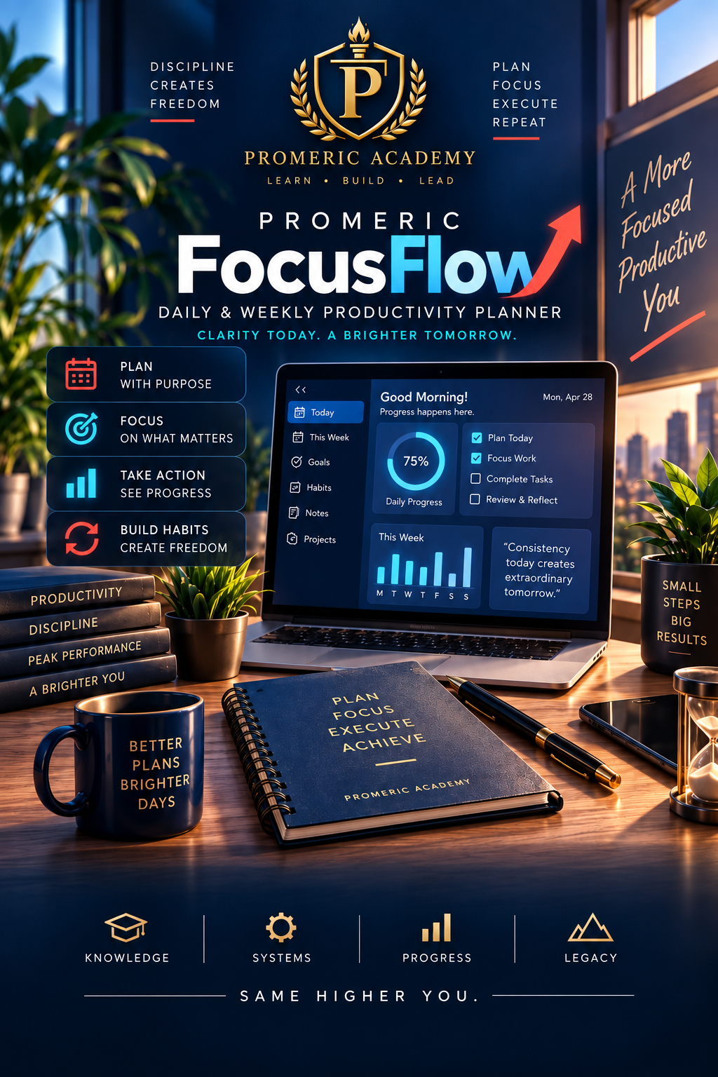 Promeric FocusFlow — Daily & Weekly Productivity Planner
